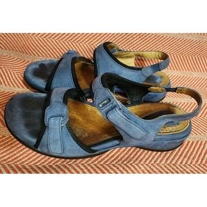 Clarks Artisan Blue Leather Ankle Strap Sandals Women's Size 7.5‎ Adjustable